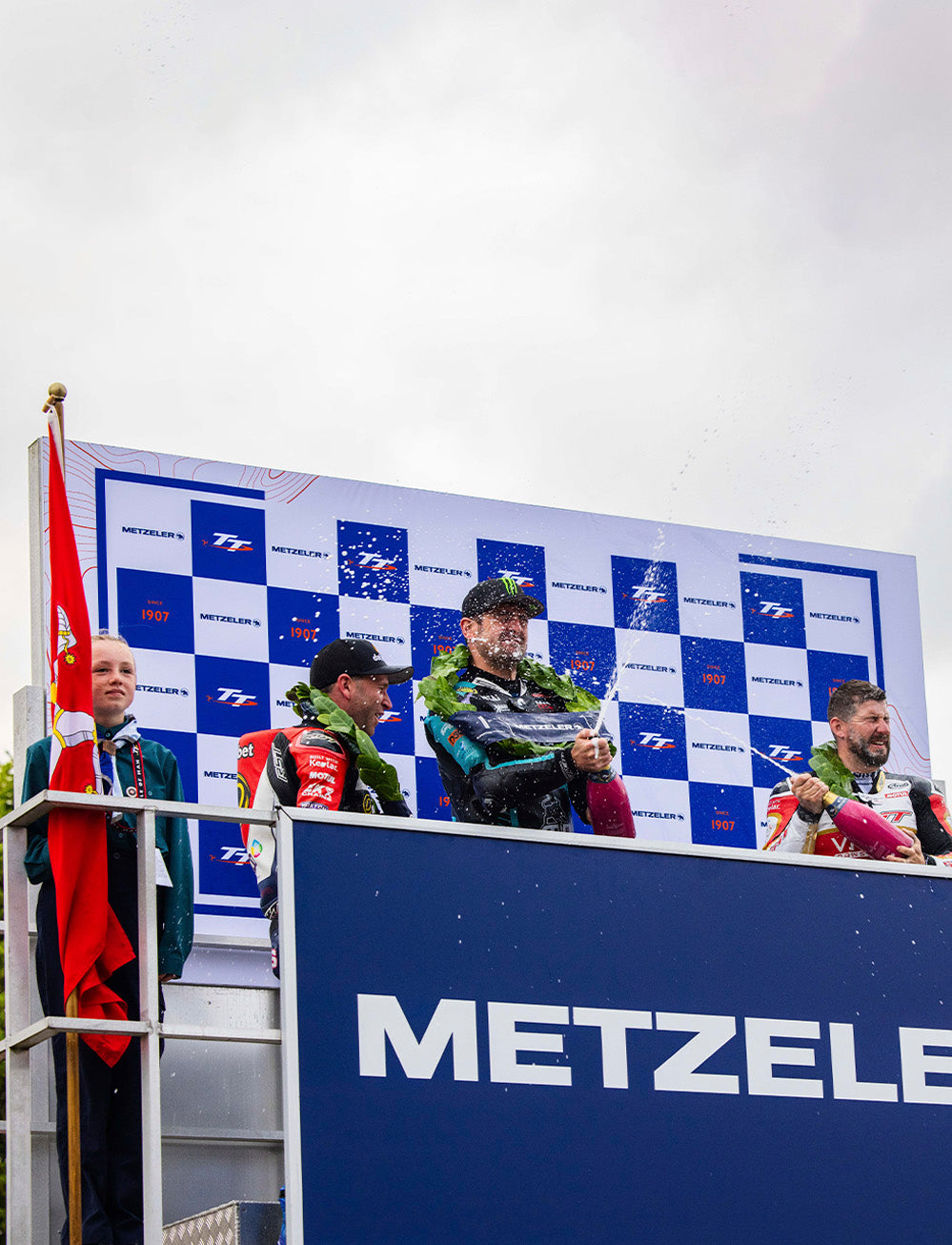 Isle of Man TT Races 2025 Metzeler Supertwin TT Race 1 Podium Backdrop